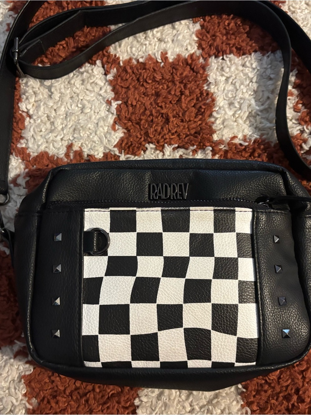 Rad Rev Black & White Checker Crossbody Bag